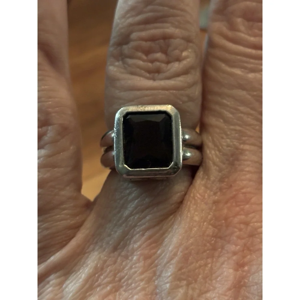 Vintage 925 Sterling Silver Smoky Quartz Mens Ring Size 7